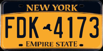 NY license plate FDK4173