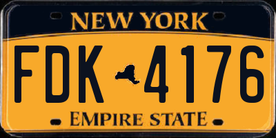 NY license plate FDK4176