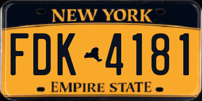 NY license plate FDK4181