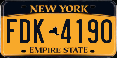 NY license plate FDK4190