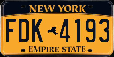 NY license plate FDK4193