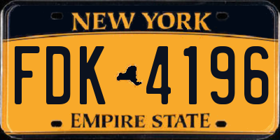 NY license plate FDK4196