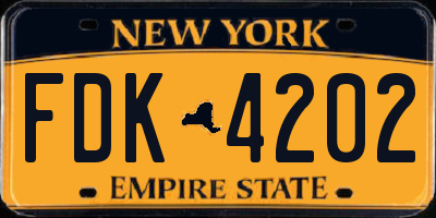 NY license plate FDK4202