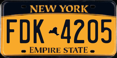 NY license plate FDK4205