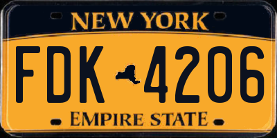 NY license plate FDK4206