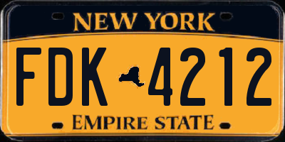 NY license plate FDK4212