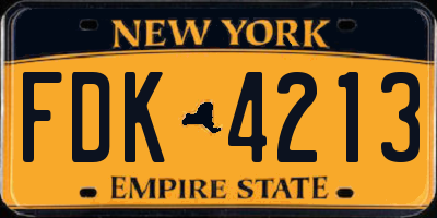 NY license plate FDK4213