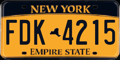 NY license plate FDK4215
