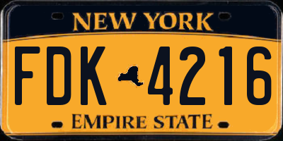 NY license plate FDK4216