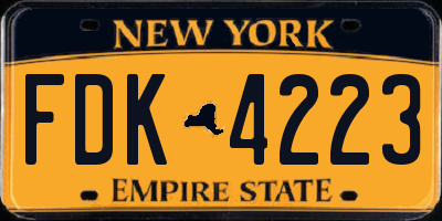 NY license plate FDK4223