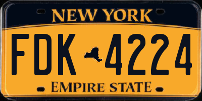 NY license plate FDK4224