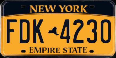 NY license plate FDK4230