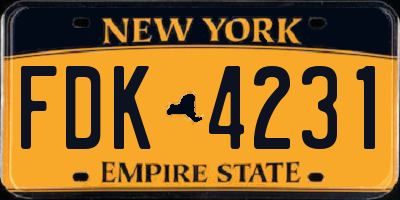 NY license plate FDK4231