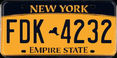 NY license plate FDK4232