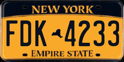 NY license plate FDK4233
