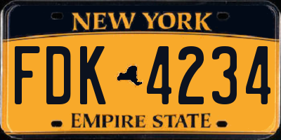 NY license plate FDK4234