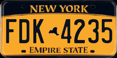 NY license plate FDK4235