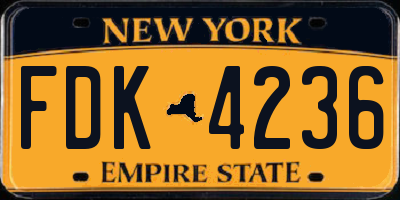 NY license plate FDK4236