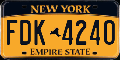 NY license plate FDK4240