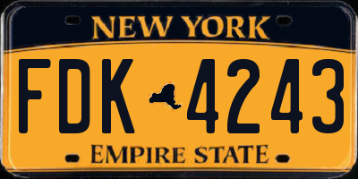 NY license plate FDK4243