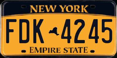 NY license plate FDK4245