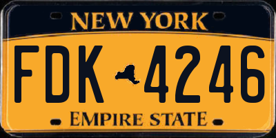 NY license plate FDK4246