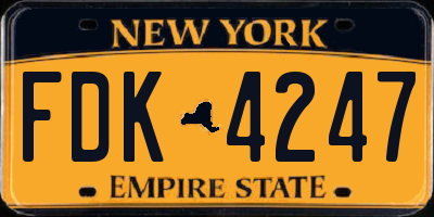 NY license plate FDK4247