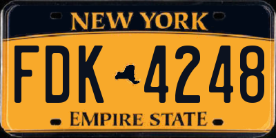NY license plate FDK4248