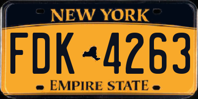 NY license plate FDK4263