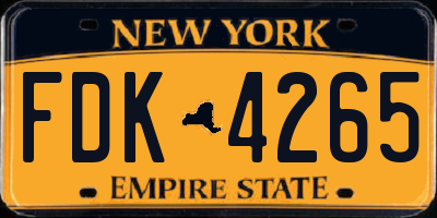 NY license plate FDK4265