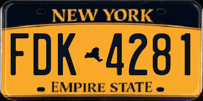 NY license plate FDK4281