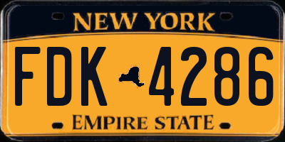 NY license plate FDK4286