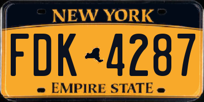 NY license plate FDK4287