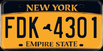 NY license plate FDK4301