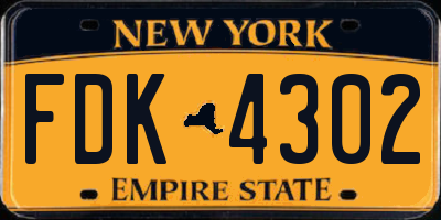NY license plate FDK4302