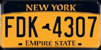 NY license plate FDK4307