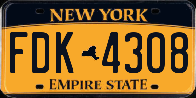 NY license plate FDK4308