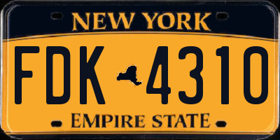 NY license plate FDK4310