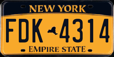 NY license plate FDK4314