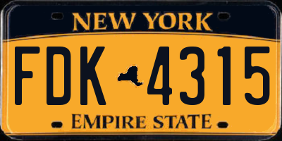 NY license plate FDK4315