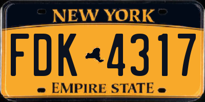 NY license plate FDK4317