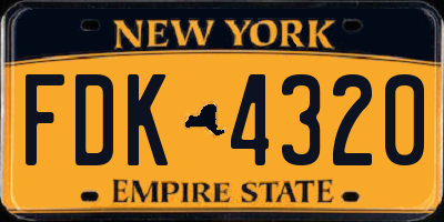 NY license plate FDK4320