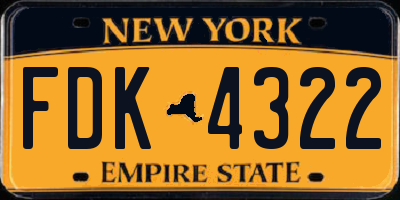 NY license plate FDK4322