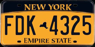 NY license plate FDK4325
