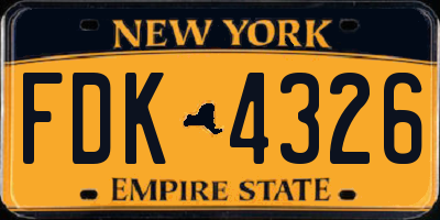 NY license plate FDK4326