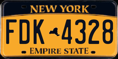 NY license plate FDK4328