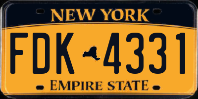 NY license plate FDK4331