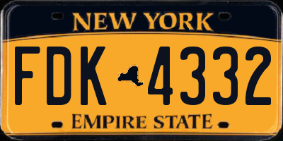 NY license plate FDK4332