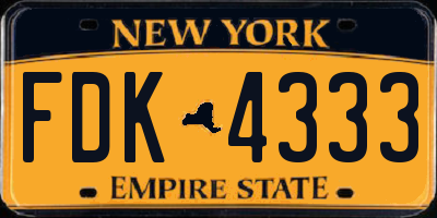 NY license plate FDK4333