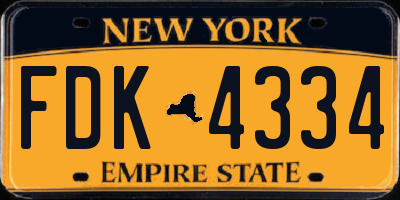 NY license plate FDK4334